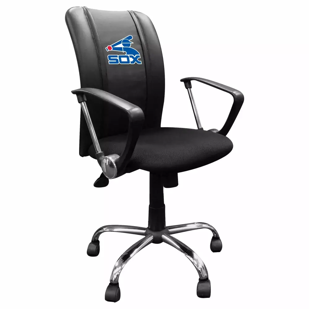 Black Chicago White Sox Logo Curve Task Chair - MLB Themed Office Seating