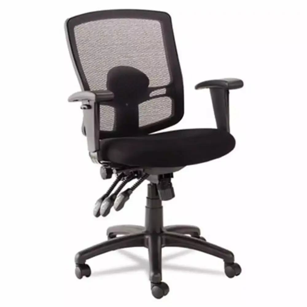 Black Etros Series Petite Mid-Back Multifunction Mesh Chair for Small Spaces