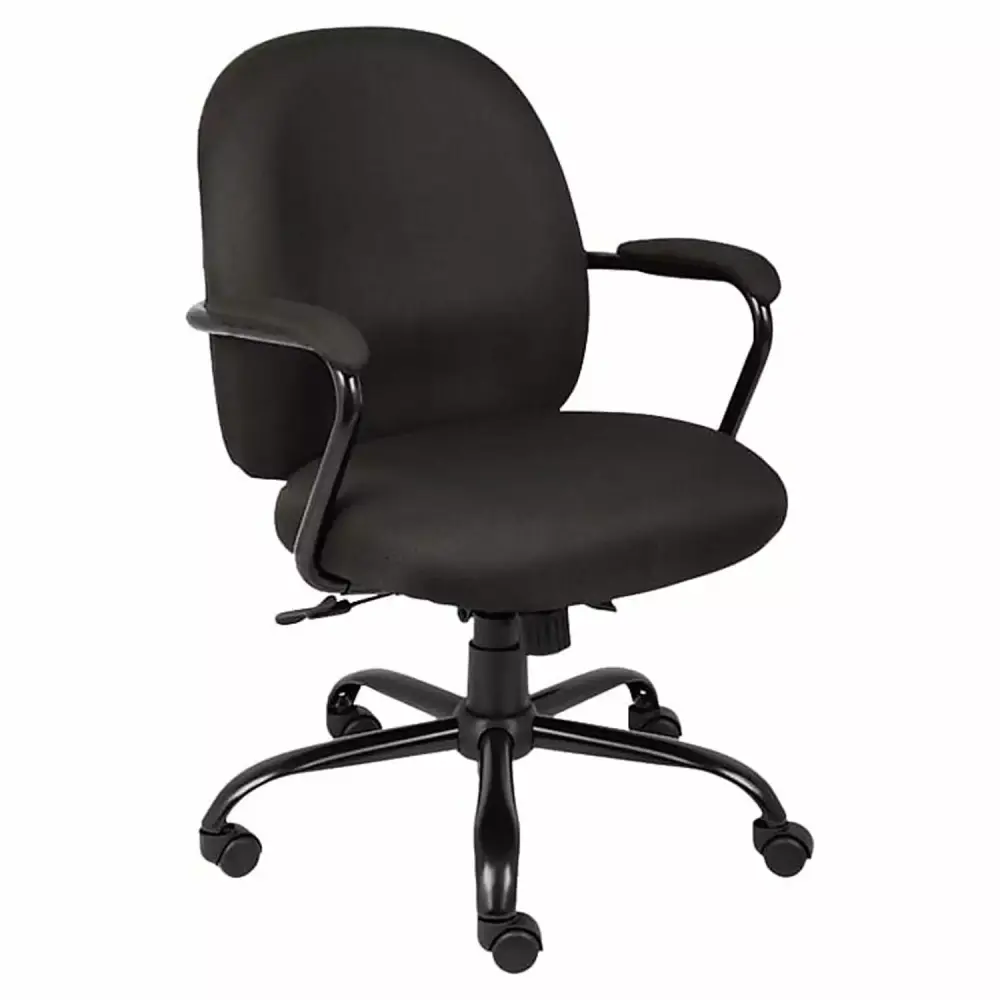 BOSS Office B670-BK Heavy Duty Task Chair with Padded Arms Black
