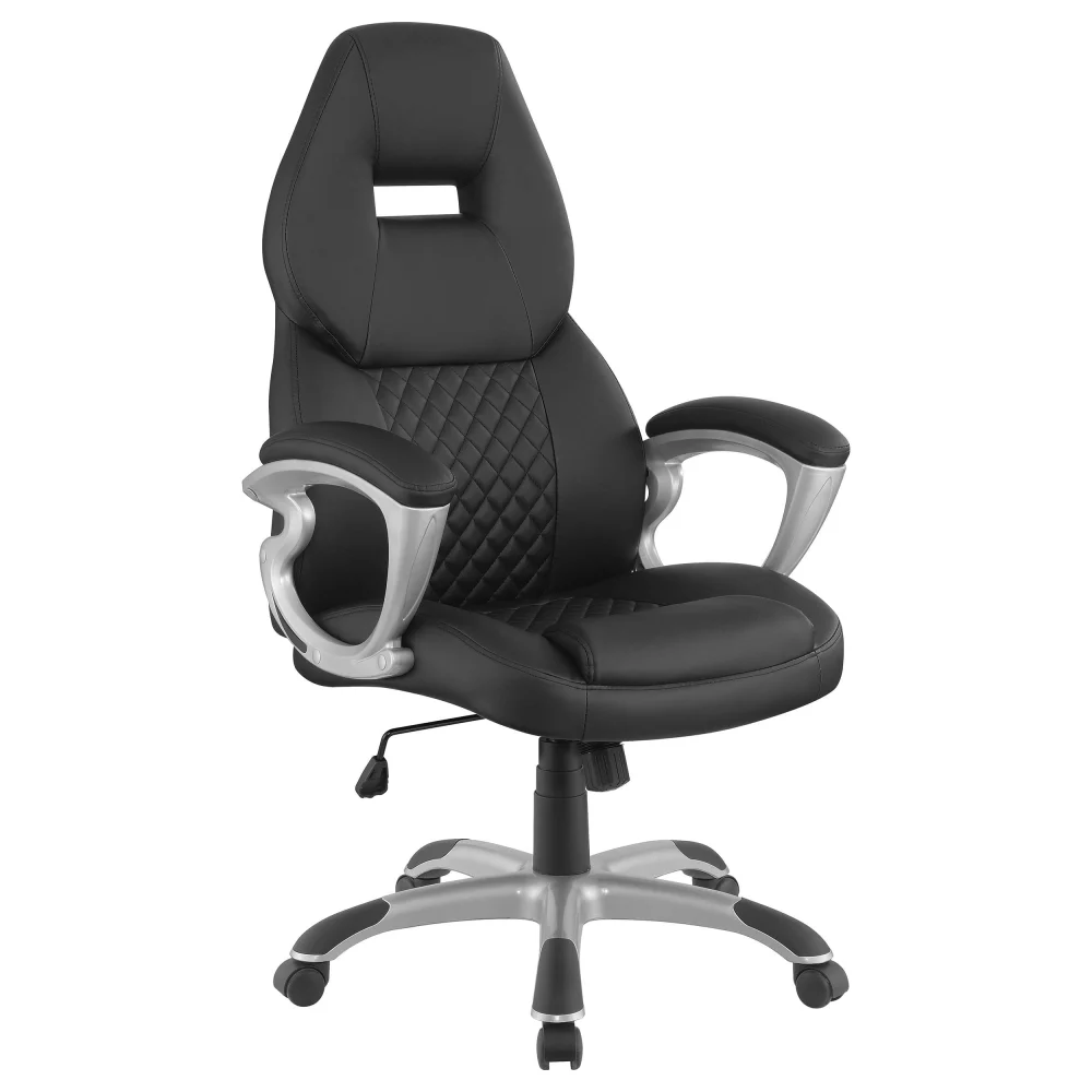 Bruce Adjustable Height Office Chair Black and Silver - Ergonomic Task Chair with Lumbar Support