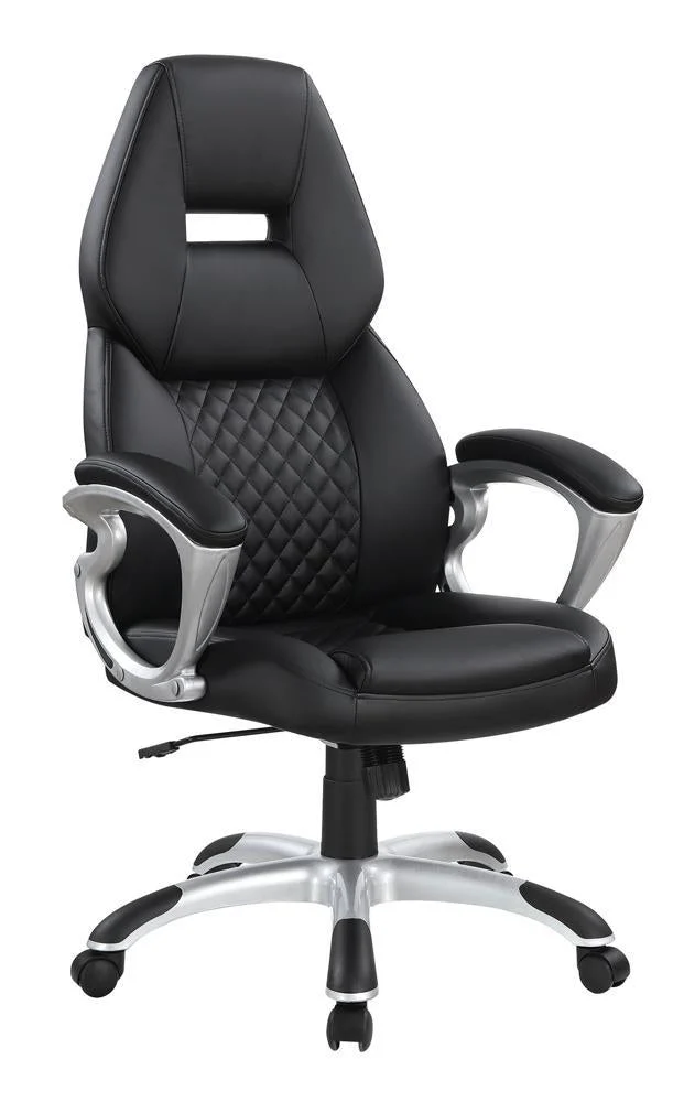 Bruce Adjustable Height Office Chair Black and Silver - Ergonomic Task Chair with Lumbar Support