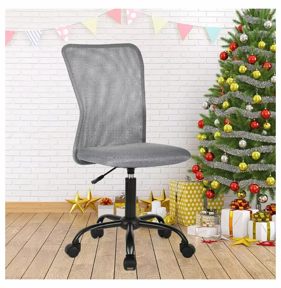 Ergonomic Mesh Office Chair Height Adjustable No Armrest Rolling Swivel Task Chair Grey