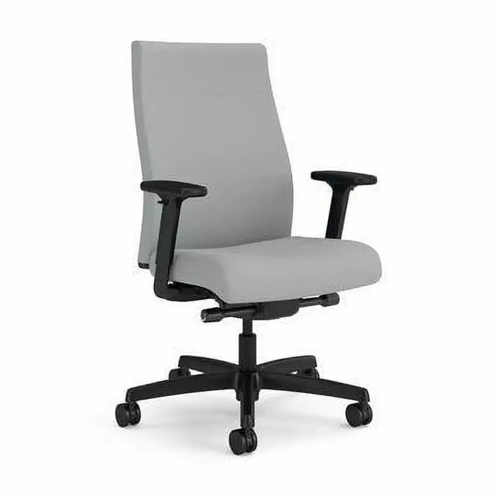 HON Ignition 2.0 Gray and Black Upholstered Mid-Back Task Chair with Ergonomic Design