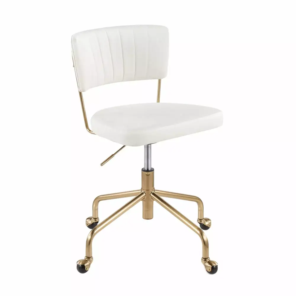 LumiSource Tania Mid-Back Task Chair in Gold and Cream