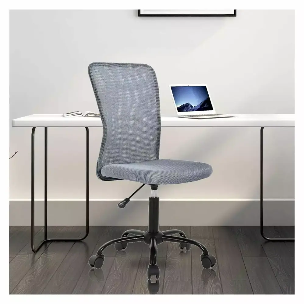 Simple Mesh Ergonomic Office Chair Adjustable Armless Computer Task Chair Grey