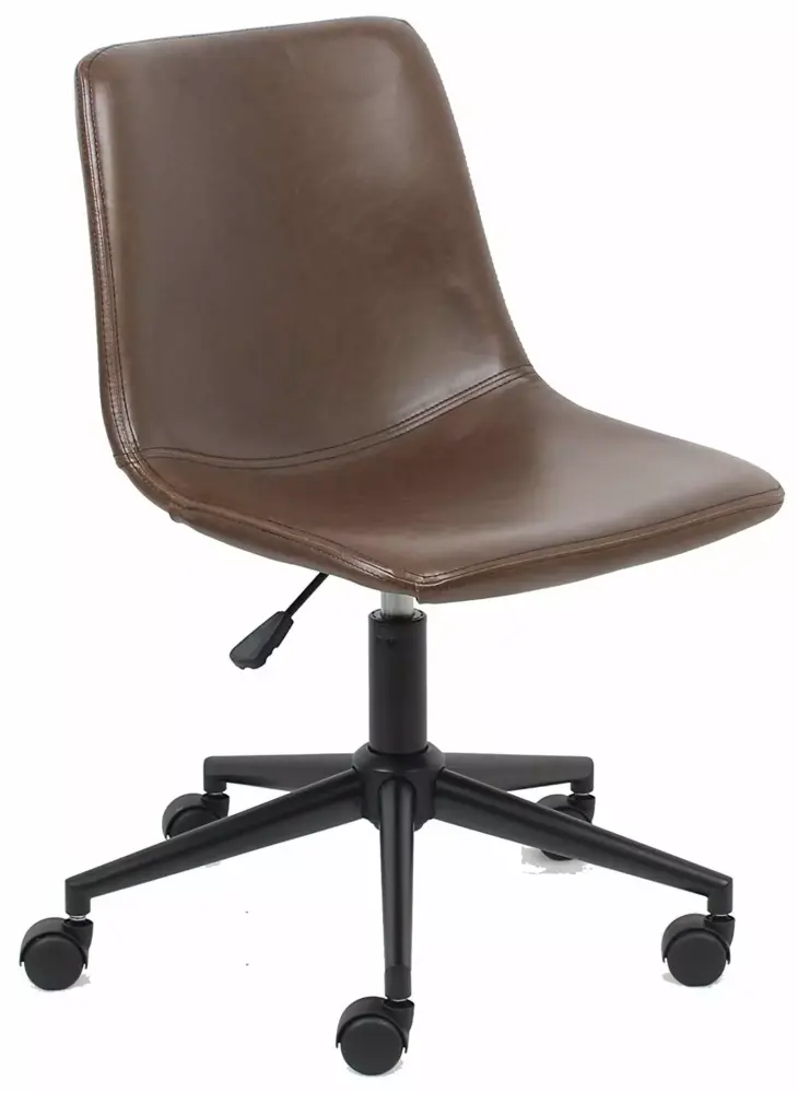 Yafa Mid Back Faux Leather Task Chair Brown Office Chair