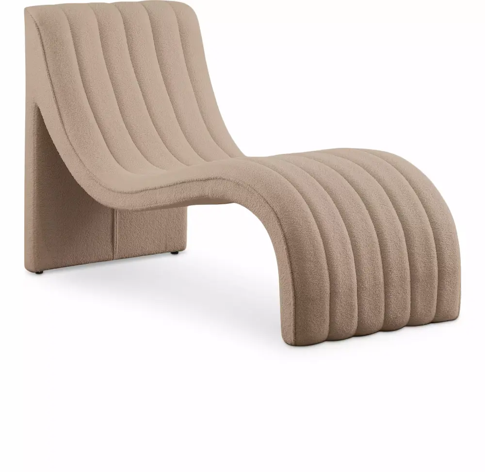 Meridian Furniture Orian Beige Teddy Fabric Chaise Lounge