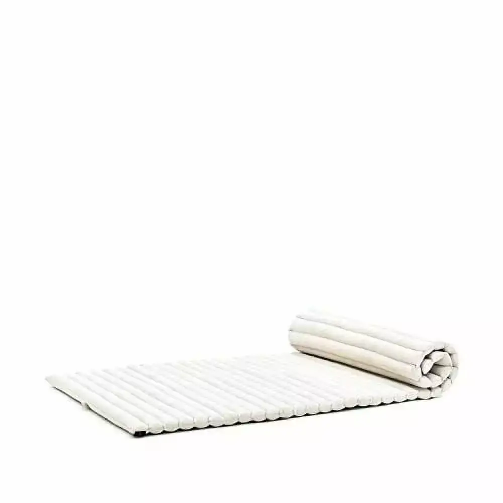 Leewadee Roll-Up Thai Mattress 79x30x2 inches Guest Bed Yoga Floor Mat Thai Massage Pad Eco-Friendly Organic and Natural Kapok White