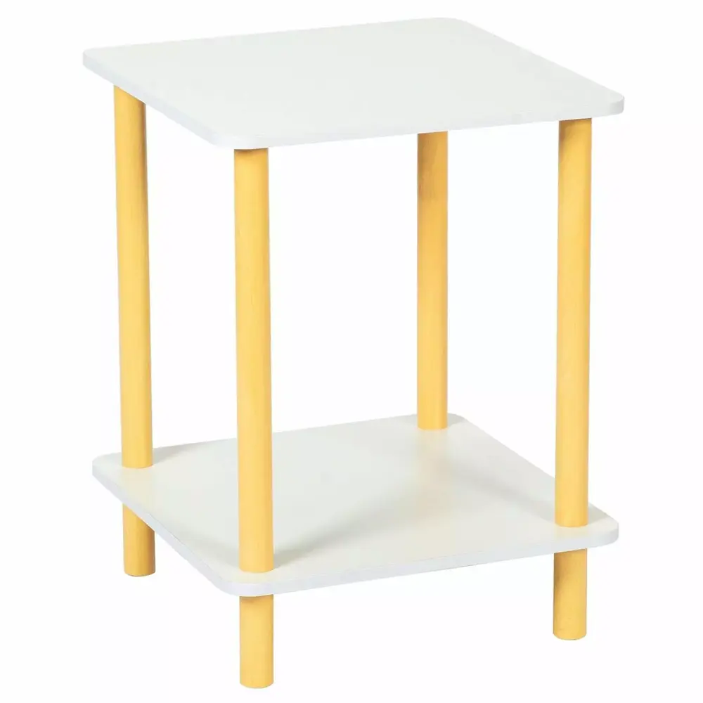 JINSEED 2-Tier Side Table Wood Nightstand Easy to Assemble