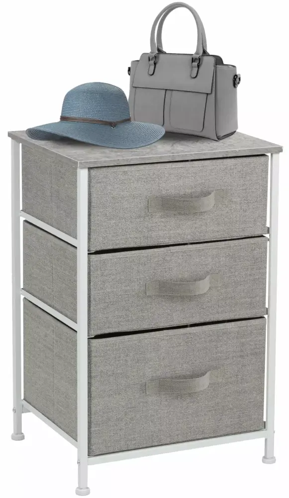 6 Tier End Table Storage Unit Dresser with Metal Frame Wooden Tabletop Gray