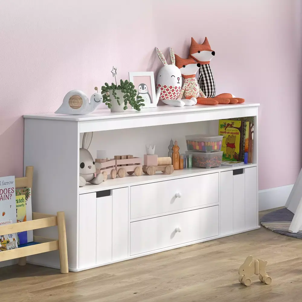 Bemico Kids Toy Storage Cabinet - White 4 Drawer Chest for Playroom and Bedroom