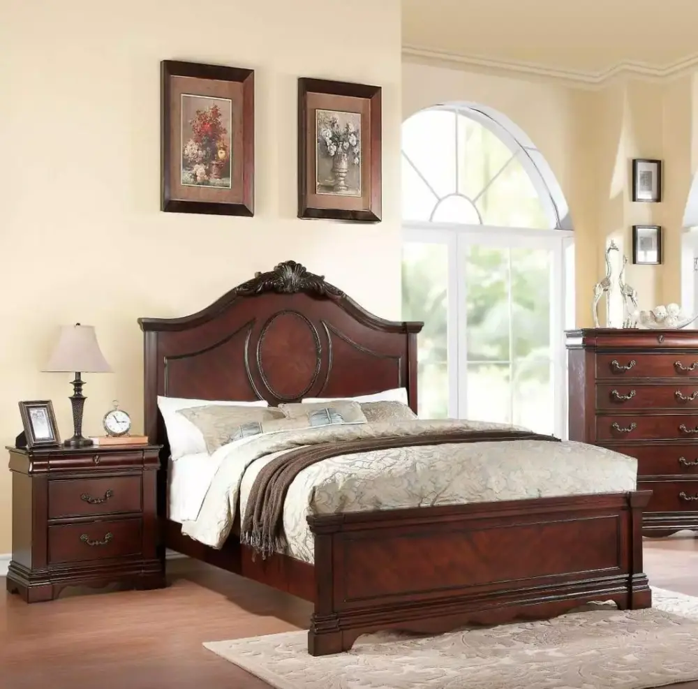 Acme Furniture 20730Q Estrella Dark Cherry Panel Queen Bedroom Set 3 Pcs Timeless