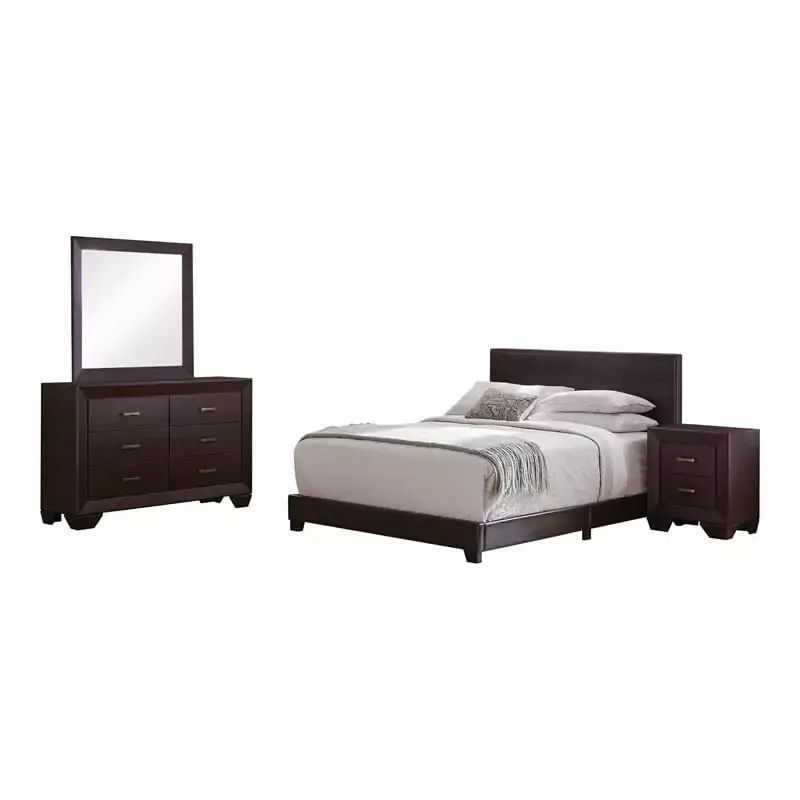 Dorian 4-Piece California King Bedroom Set in Brown and Dark Cocoa