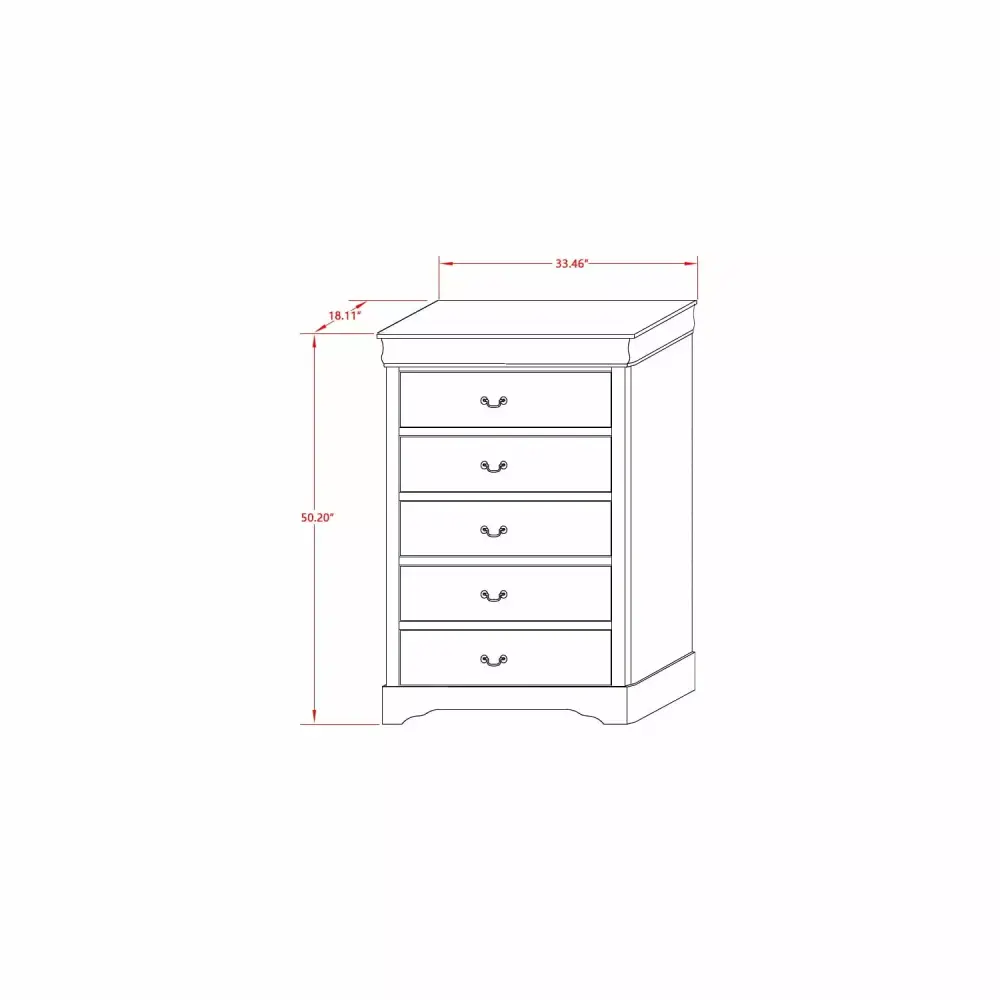 East West Furniture LPC-03 Louis Philippe Chest in Walnut Finish - Classic Bedroom Storage