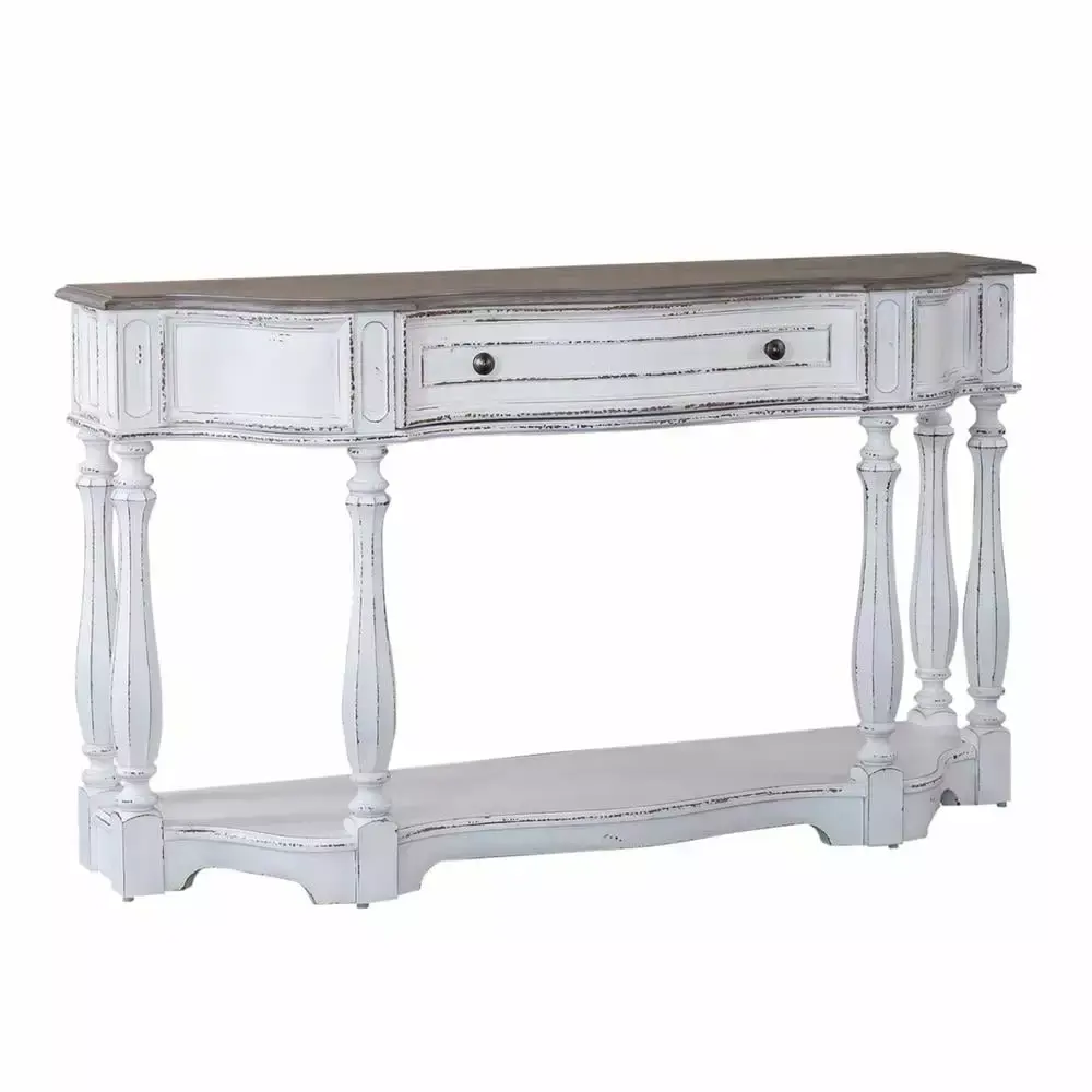Magnolia Manor 56 Inch Hall Console Table in White - Traditional Entryway Table