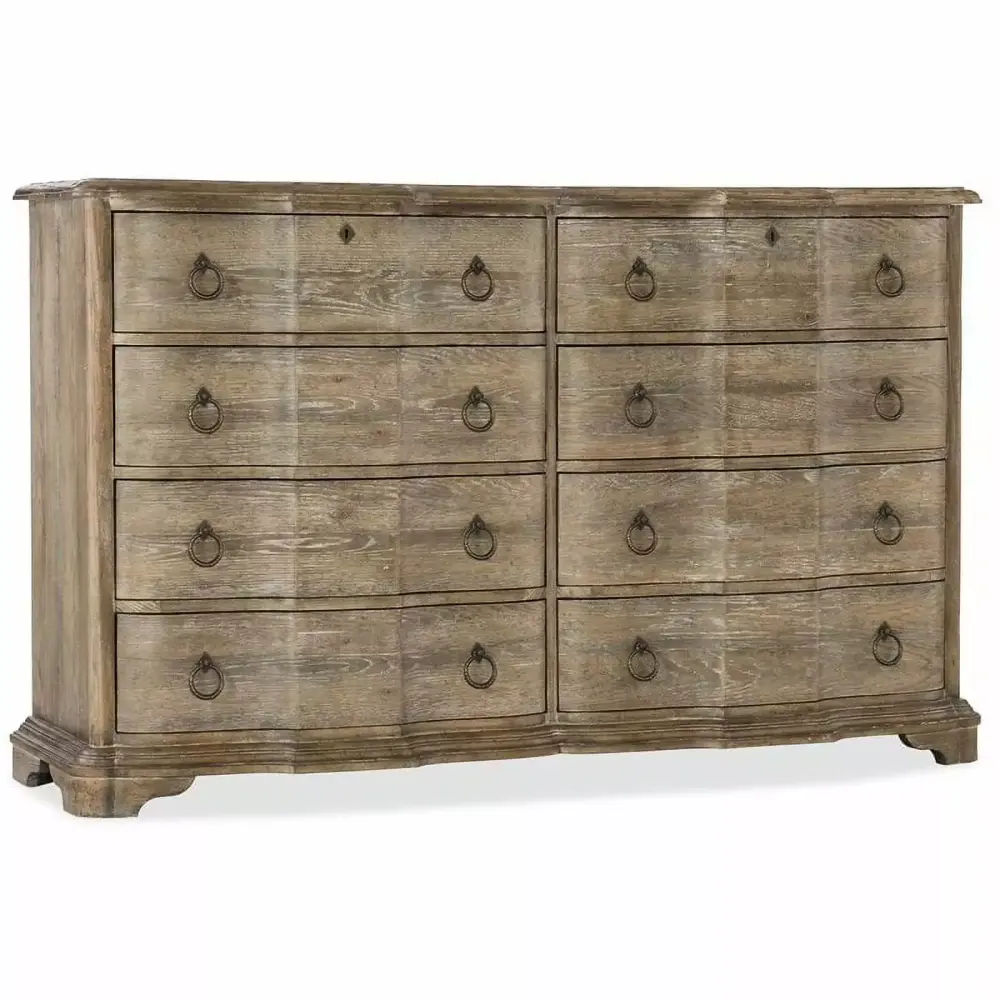 Beaumont Lane 8-Drawer Traditional Wood Dresser Light Brown Finish