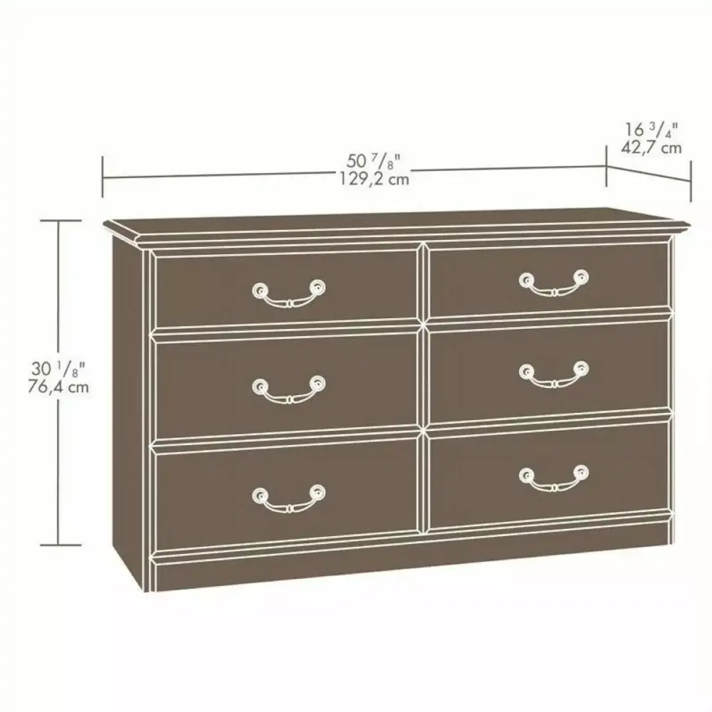 Pemberly Row 6-Drawer Bedroom Dresser in Carolina Oak Finish