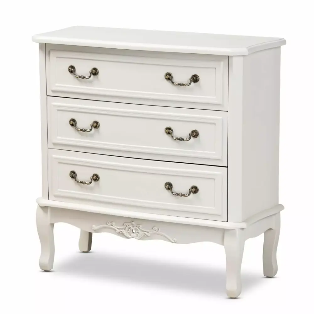 Baxton Studio Gabrielle Traditional French Country Provincial White-Finished 3-Drawer Wood Dresser