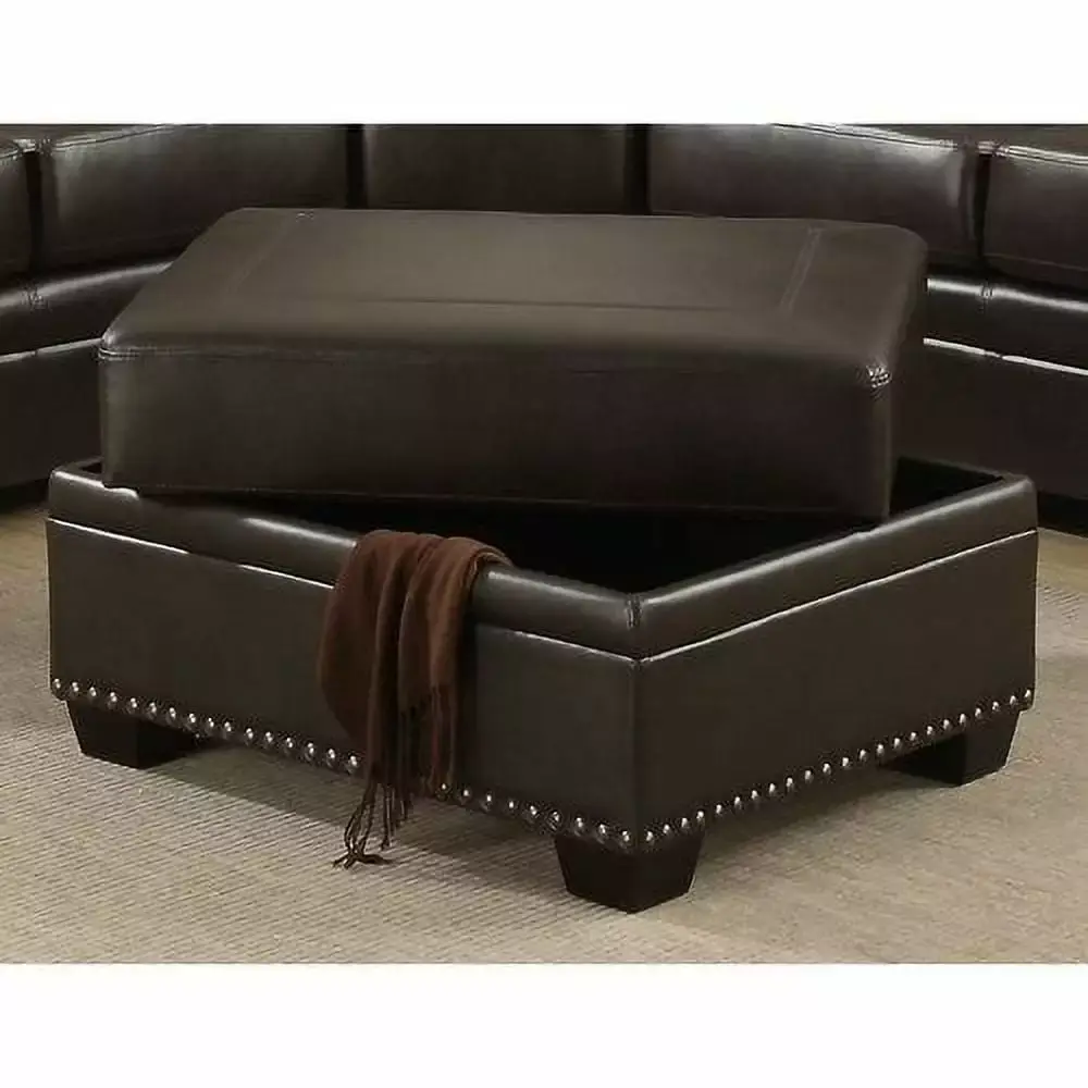 AC Pacific Louis Traditional Brown Storage Ottoman