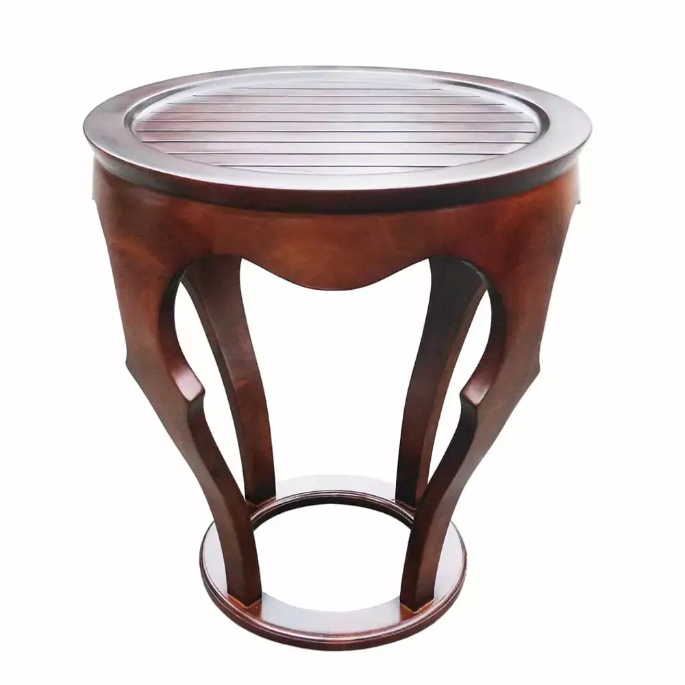Offex Solid Kiln Dried Mahogany Baronnes Curved Pedestal Table for Entryway