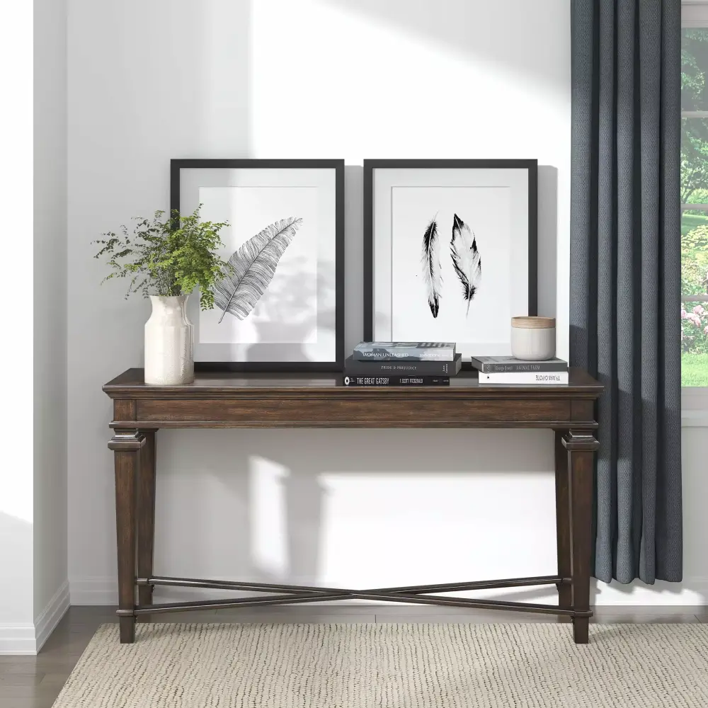 OakvillePark Valpico Sofa Table Espresso - Narrow Wooden Console