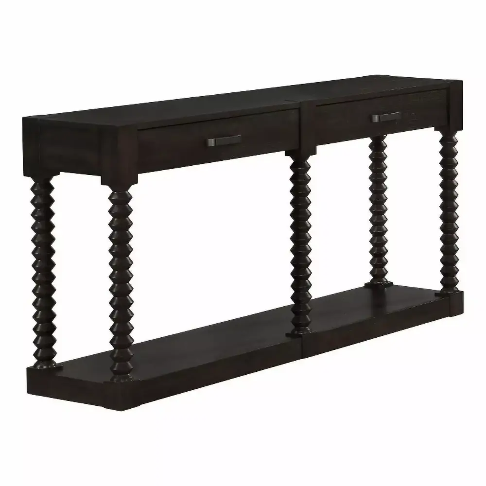 Pemberly Row 2-Drawer Traditional Wood Sofa Table in Coffee Bean Finish