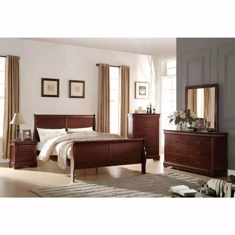 Cherry Eastern King 6 Piece Bedroom Set by Acme Louis Philippe 23747EK-6pcs