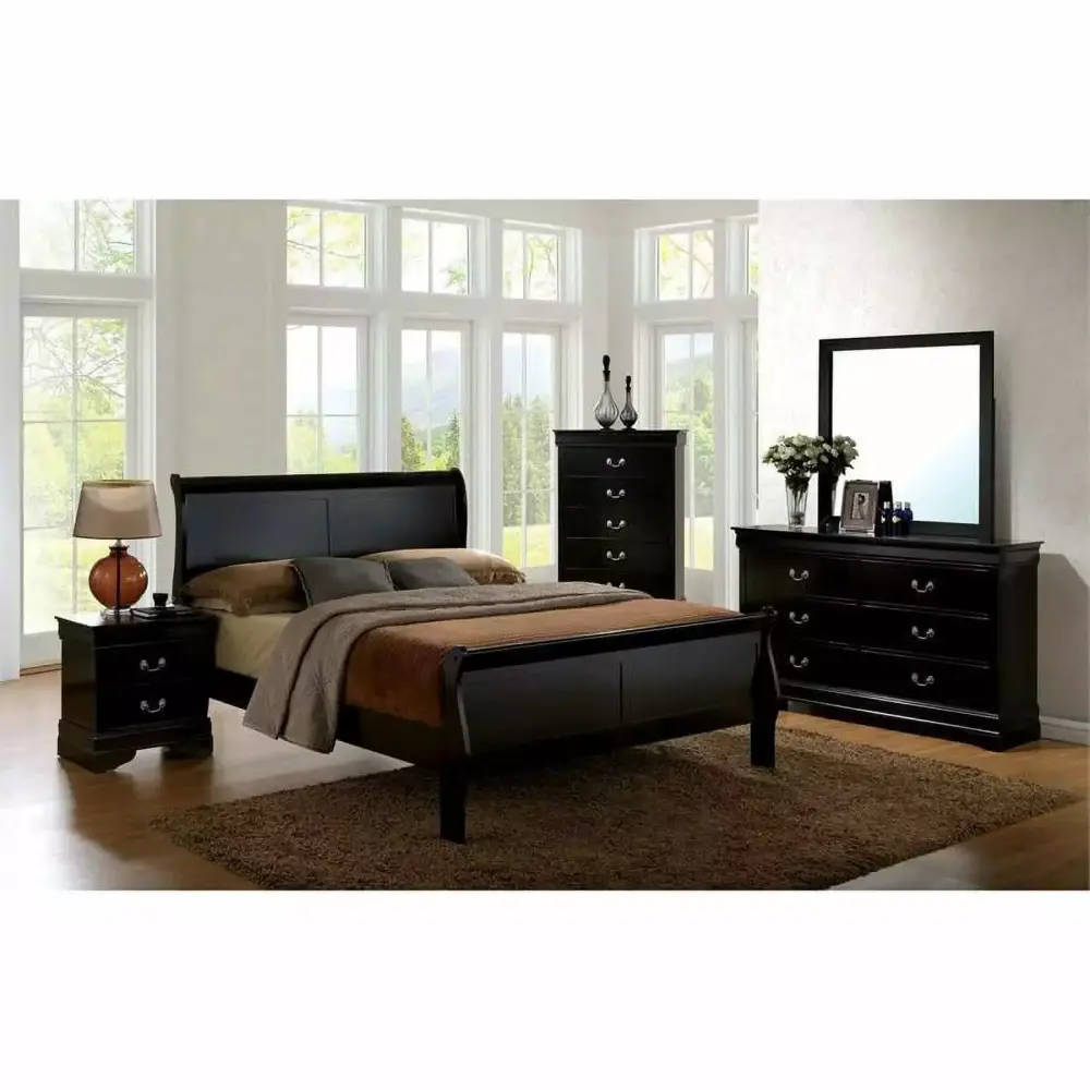 Acme Louis Philippe III Black Eastern King 6-Piece Bedroom Set