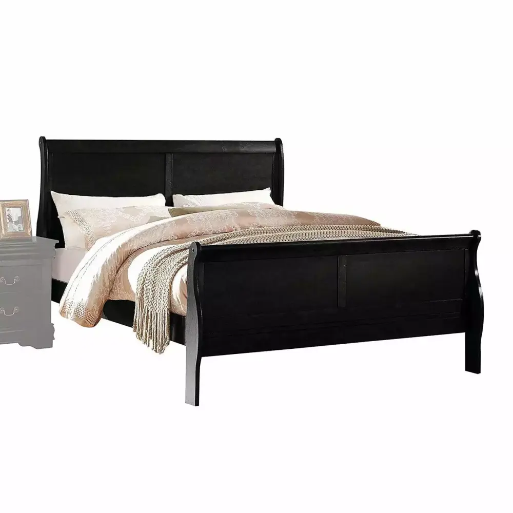 Contemporary Black Eastern King 5-Piece Bedroom Set by Acme Louis Philippe