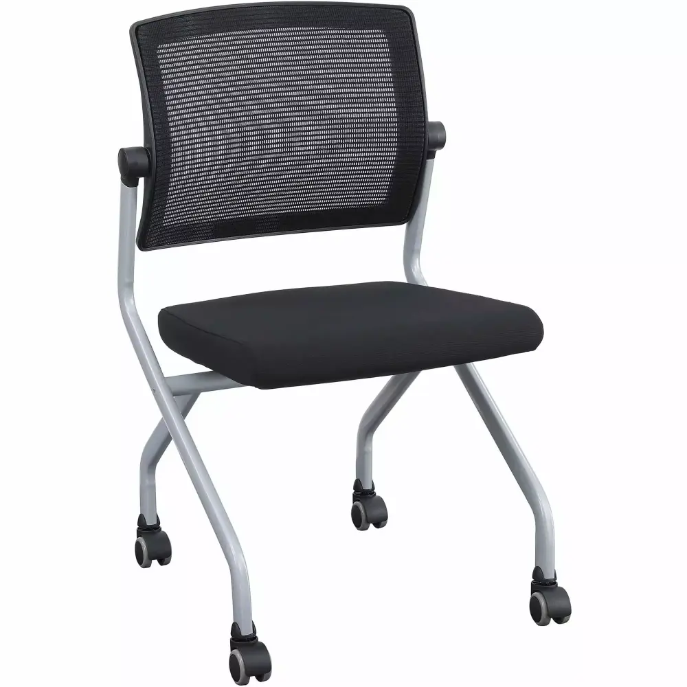 Lorell Armless Mesh Back Training Chair in Black for Classrooms and Training Rooms