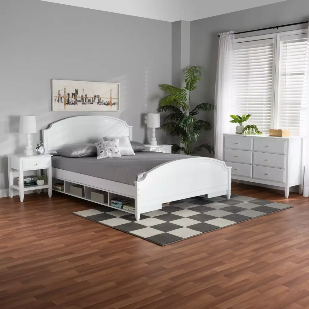 Baxton Studio Elise Timeless and Transitional White Finished Wood Full Size 4-Piece Bedroom Set