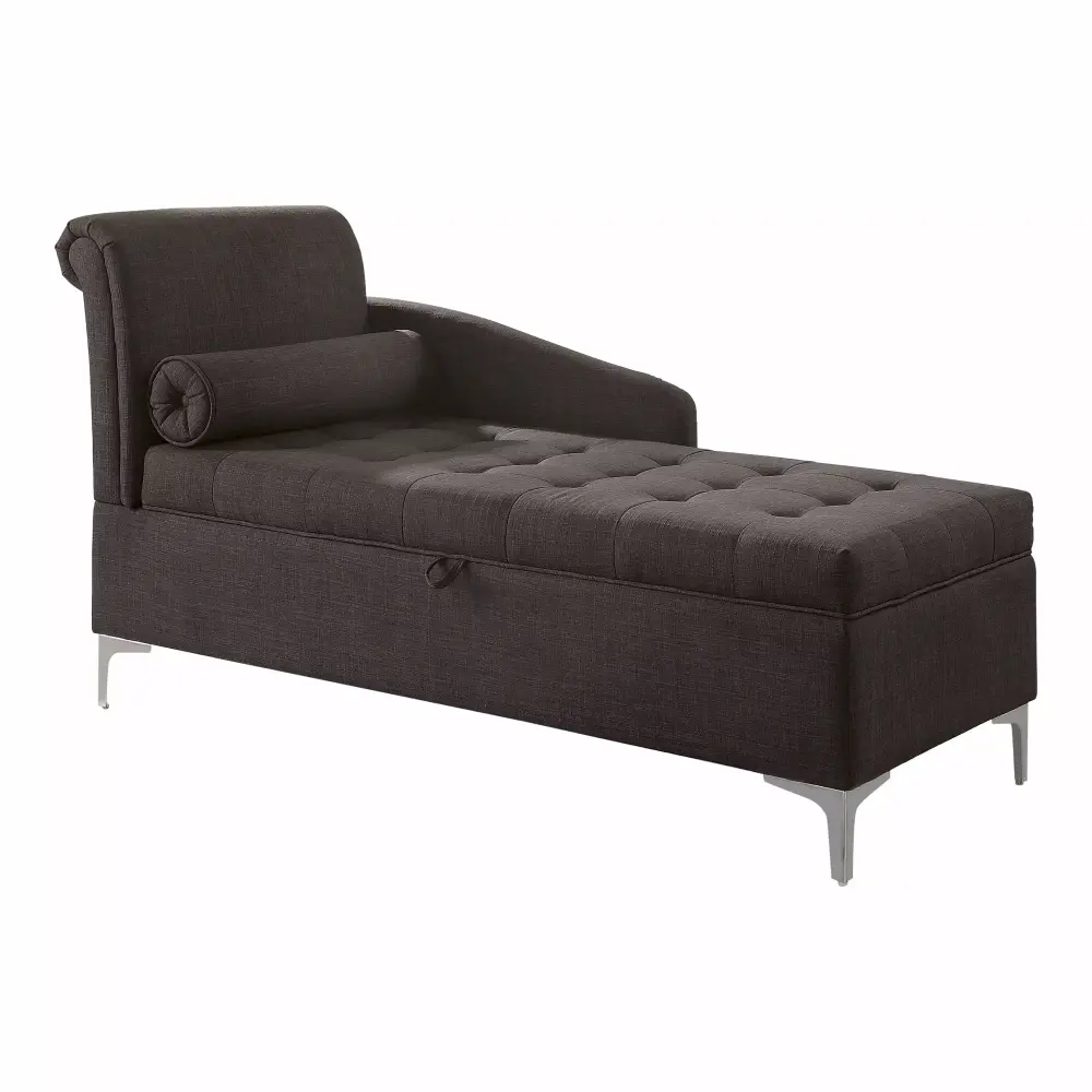 Furniture of America Tufted Transitional Fabric Torna Chaise Lounge in Gray for Living Room