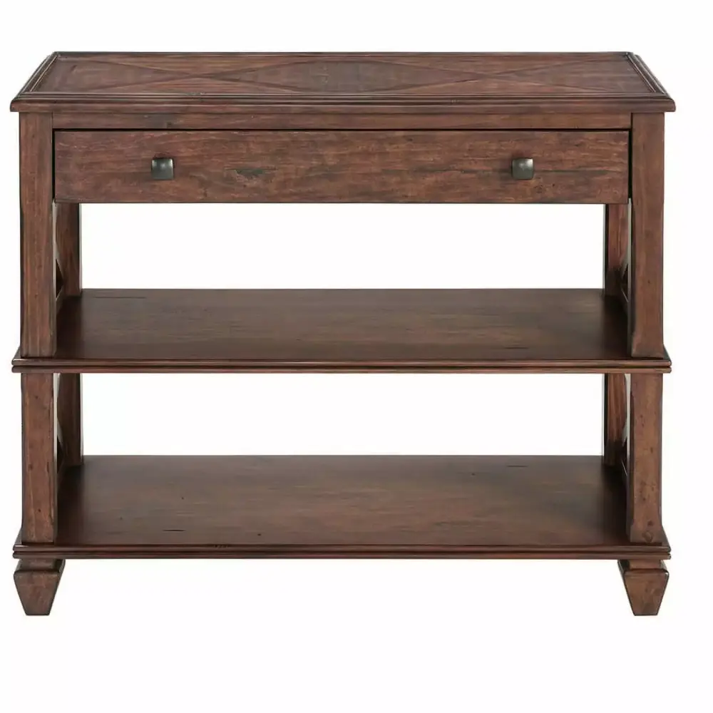 Bowery Hill Transitional 36 Inch Wood Sofa TV Console with Drawer in Cherry Finish