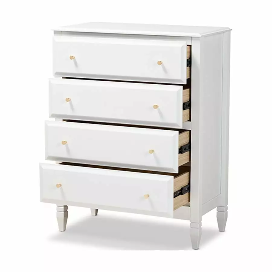 Baxton Studio Naomi 4-Drawer Bedroom Chest in Timeless White Finish