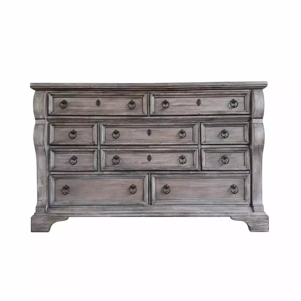 American Woodcrafters Heirloom Rustic Charcoal Wood 10-drawer Triple Dresser