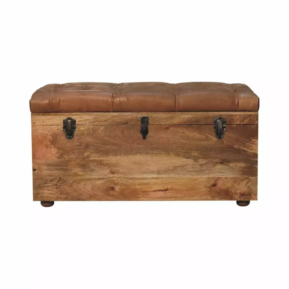 Buffalo Hide Oak-ish Storage Trunk for Living Room or Bedroom