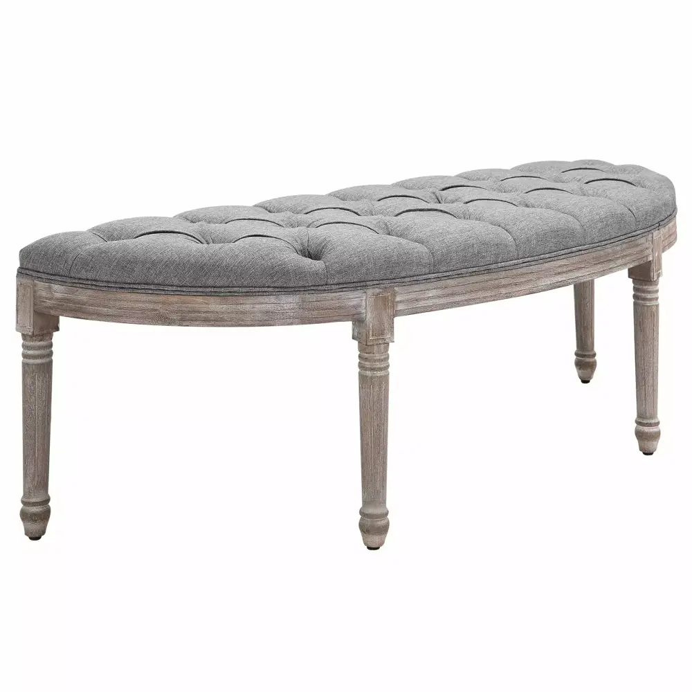 HomCom Upholstered & Tufted Bench in Grey