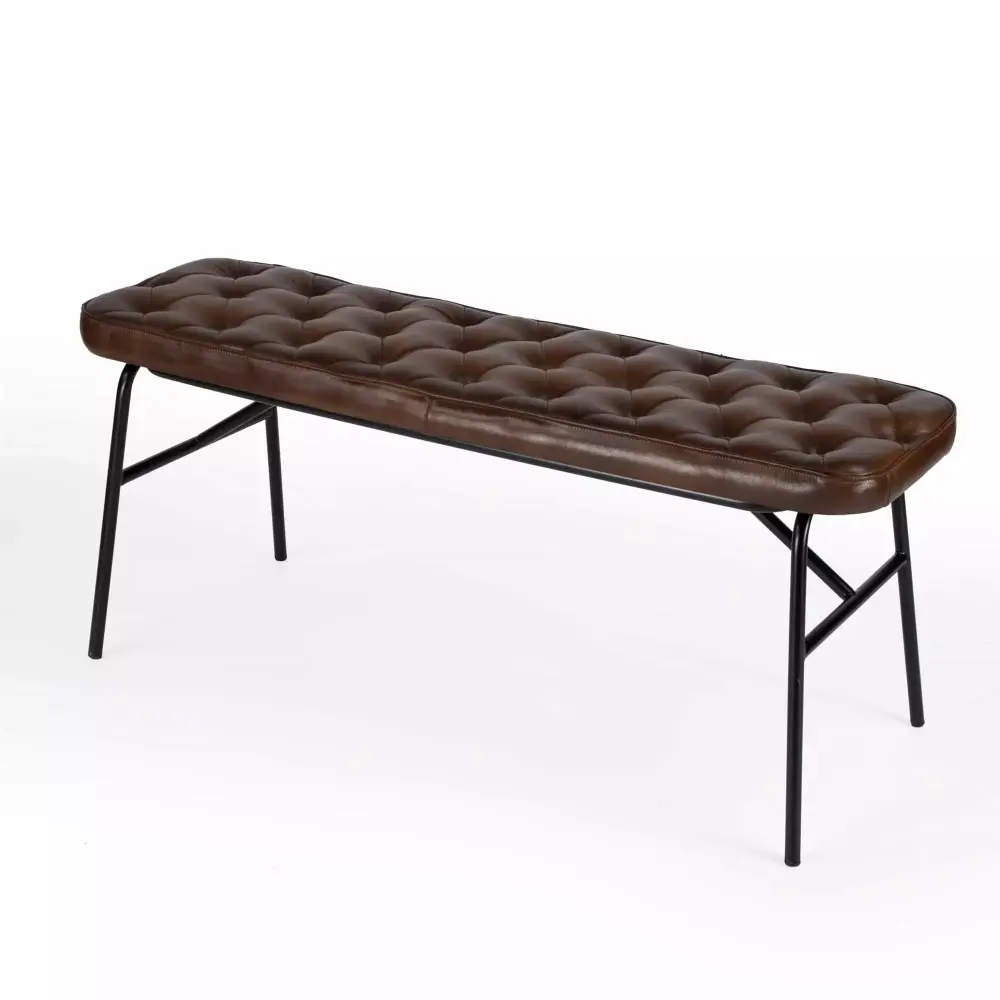 Austin Leather Button Tufted Bench for Living Room or Bedroom Footboard
