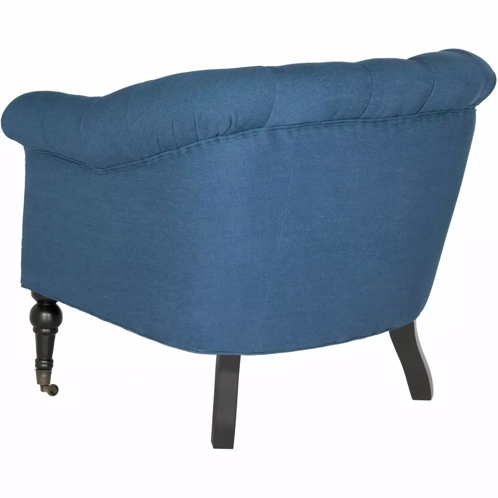 SAFAVIEH Nicolas Tufted Club Chair with Casters Steel Blue Rolling Accent Chair