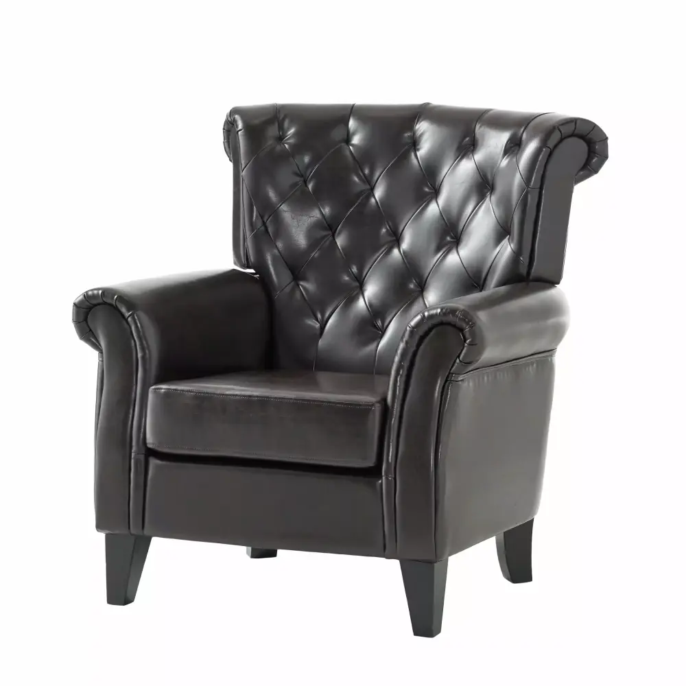 GDF Studio Nassau Contemporary Tufted Club Chair in Brown and Dark Brown