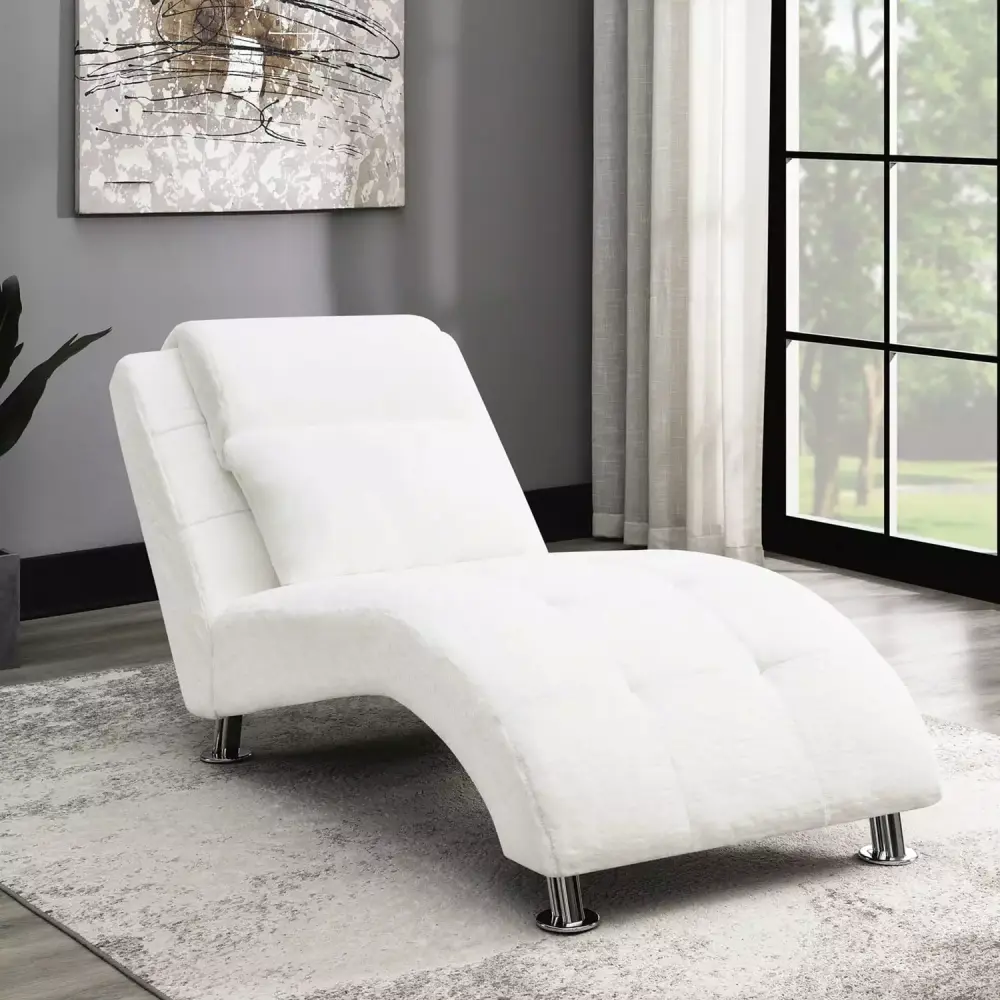 Coaster Company Tufted Chaise White Elegant Living Room Accent Piece