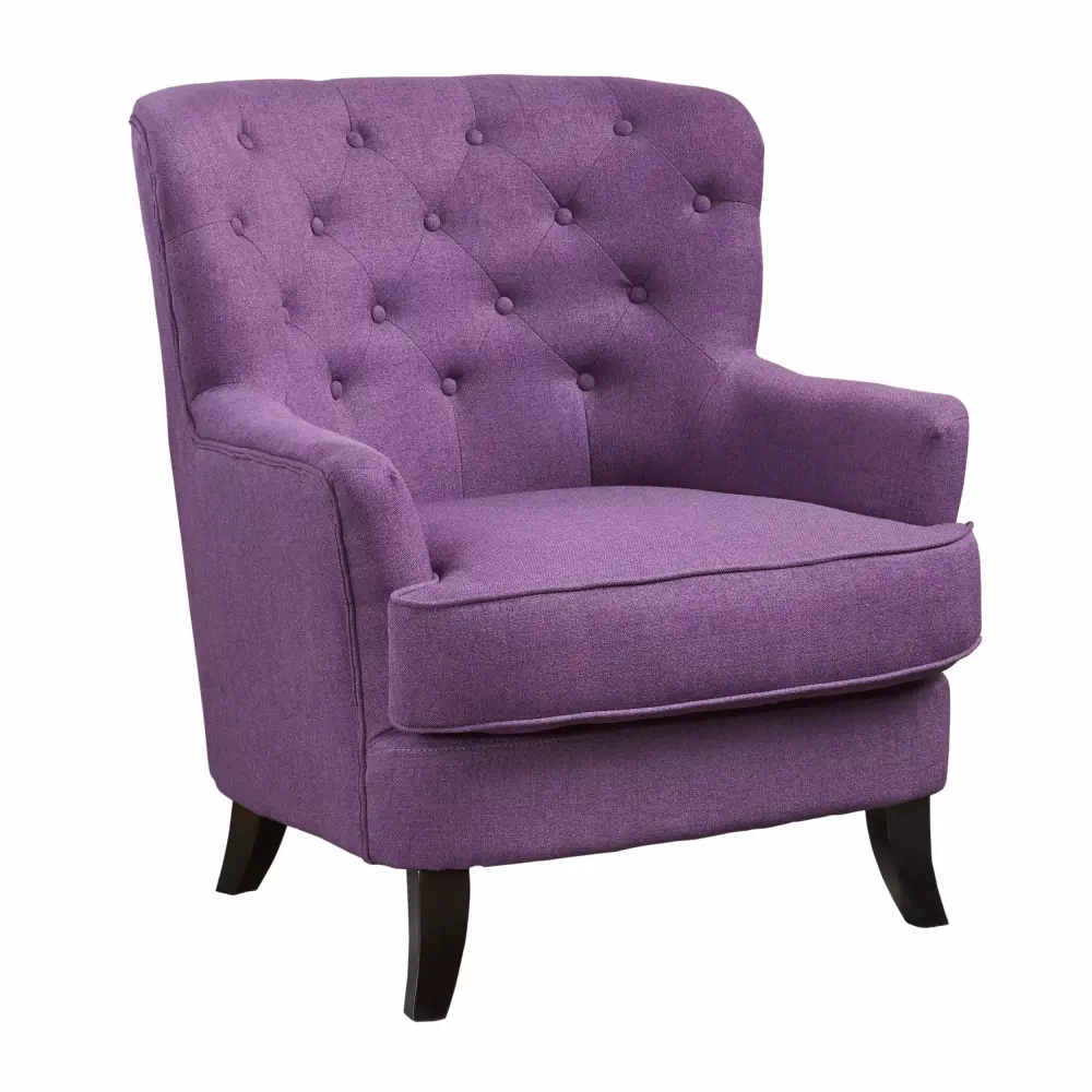 GDF Studio Geneva Contemporary Fabric Tufted Club Chair Purple and Dark Brown