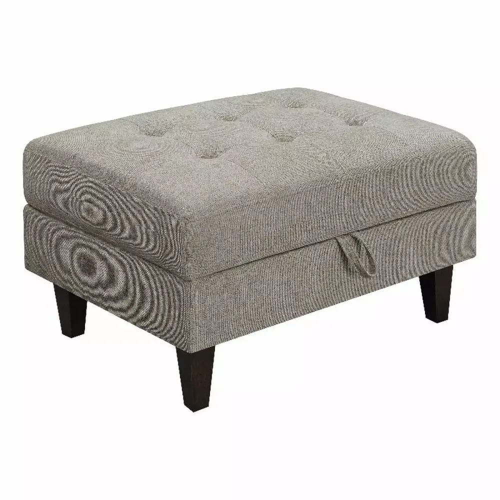 Barton Upholstered Tufted Ottoman in Toast and Brown Colors