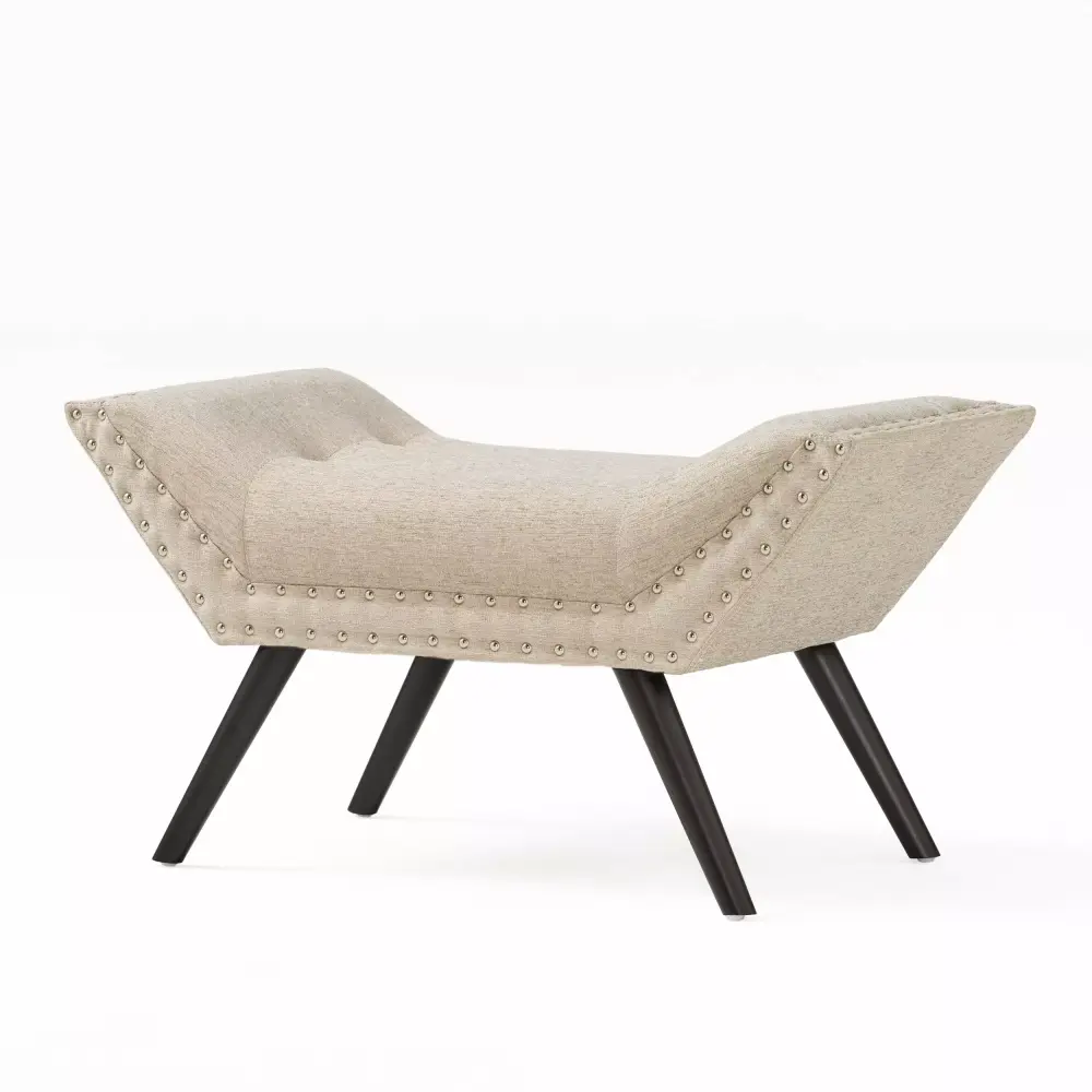 Bellamy Studios Becca Tufted Fabric Ottoman Bench in Almond Color