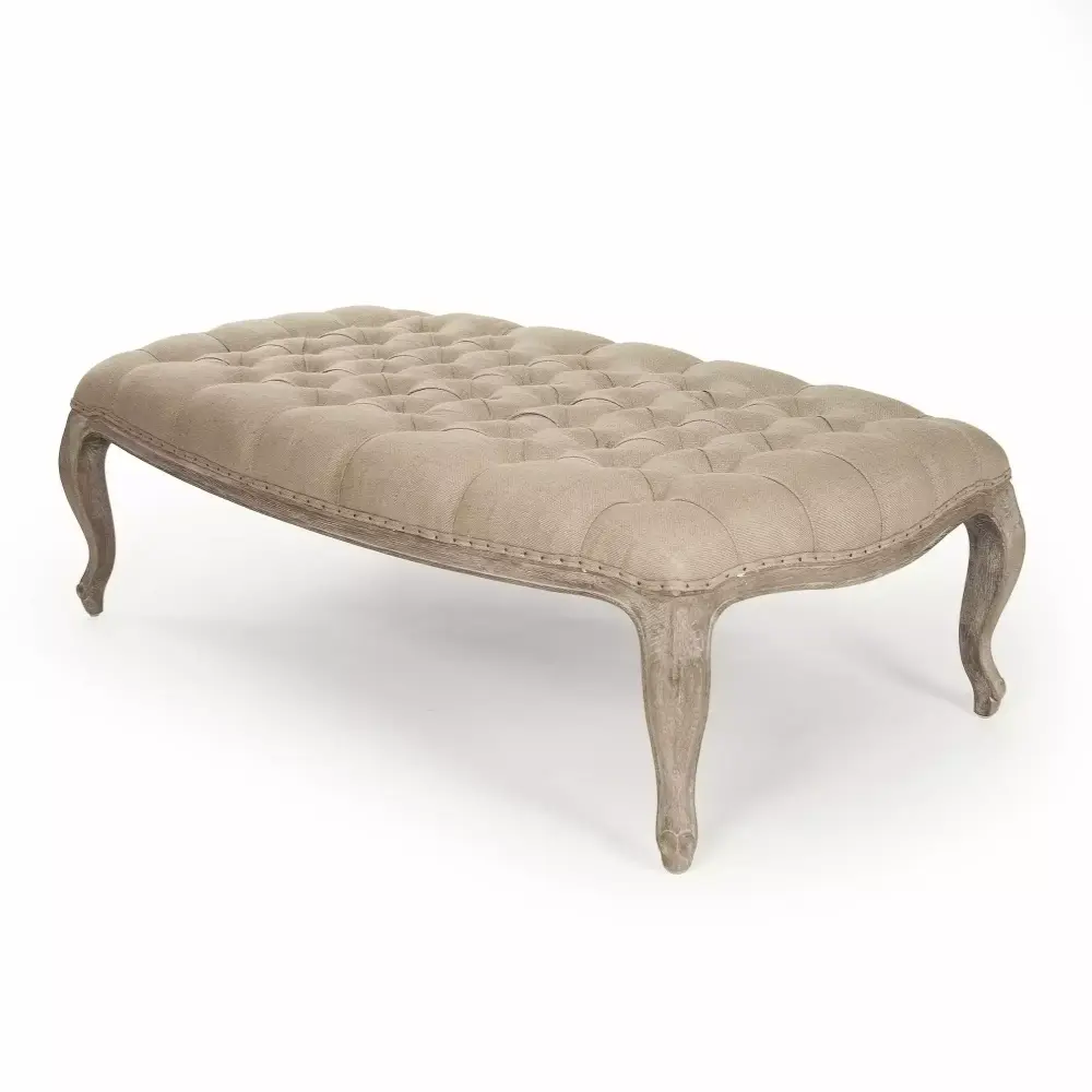 Zentique 50 Tan Brown Maison Tufted Classic Rectangular Ottoman