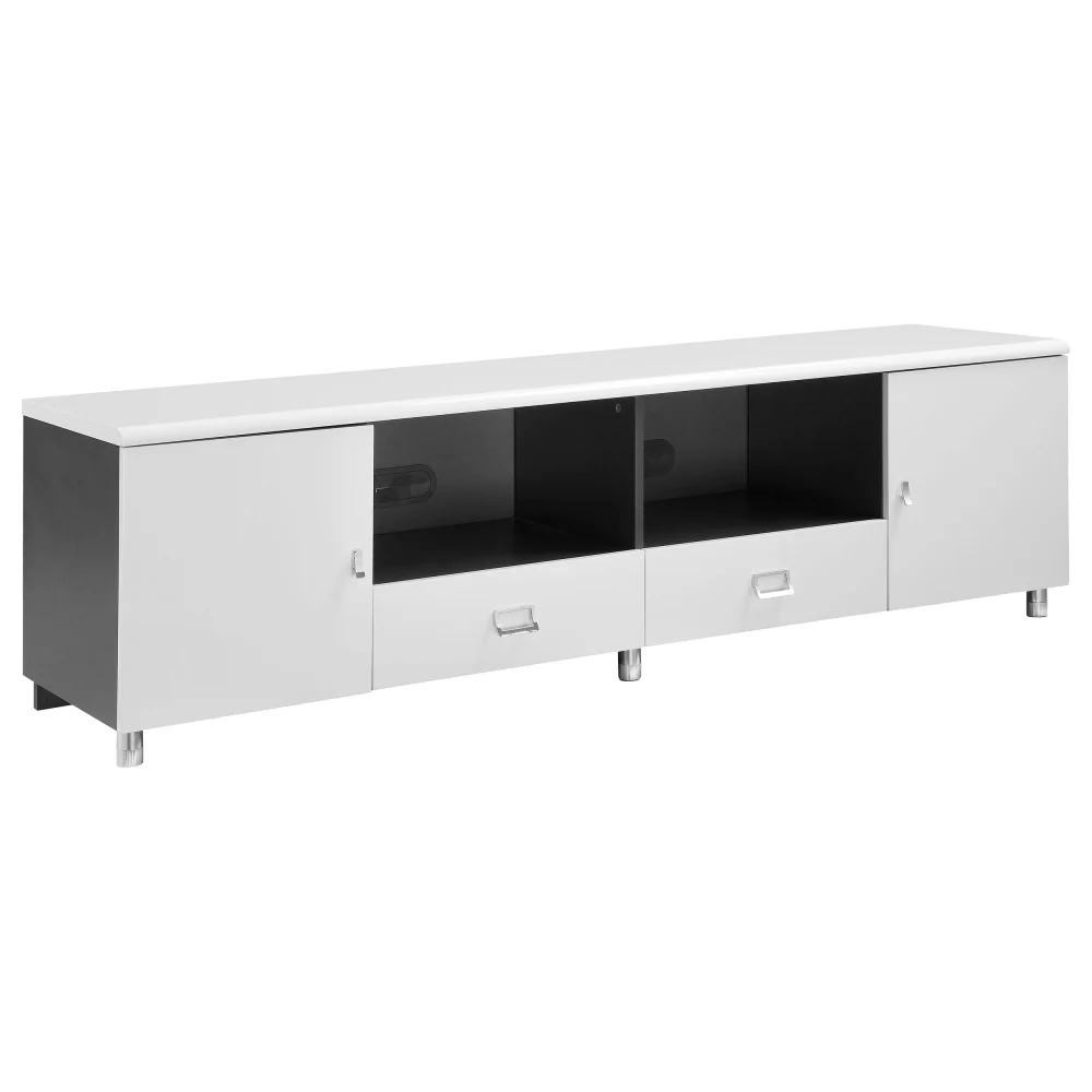 Burkett 2-Drawer TV Console in White and Grey Modern Design