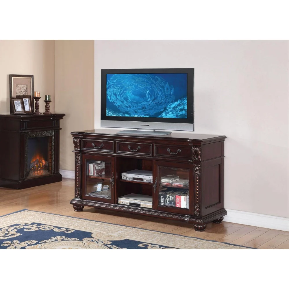 Acme Anondale TV Stand in Cherry - Classic Wooden Media Console