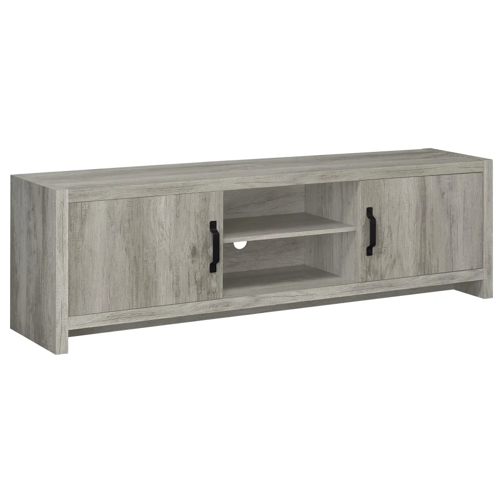 Burke 2-Door TV Console in Grey Driftwood - Rustic Entertainment Center