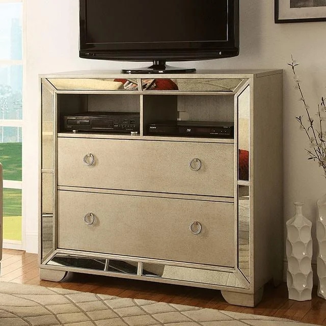 LORAINE Champagne Media Chest for Living Room