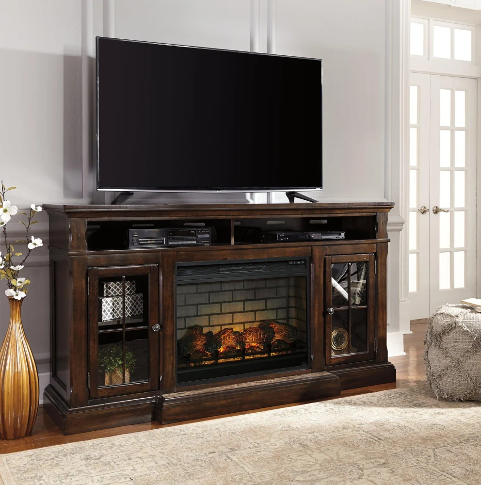 Roddinton 72 Inch TV Stand with Electric Fireplace